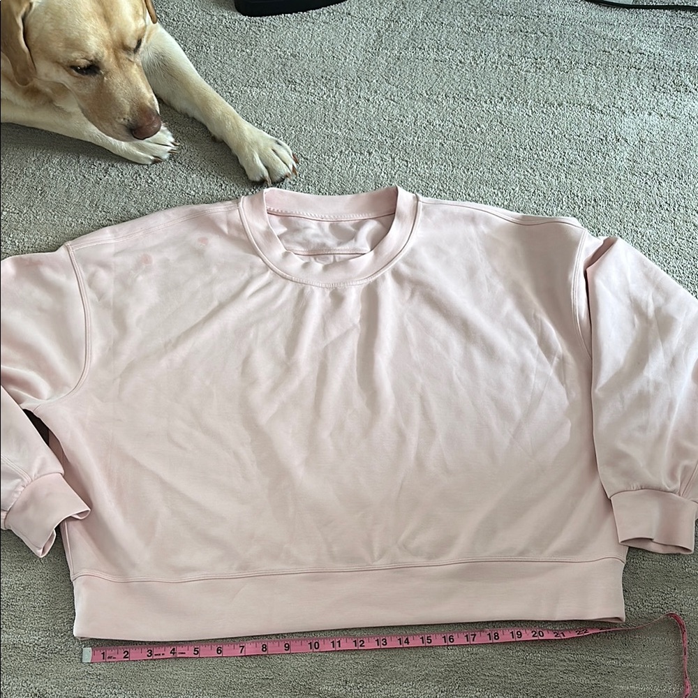 Lululemon softstreme perfectly oversized cropped crew in pink mist size 16